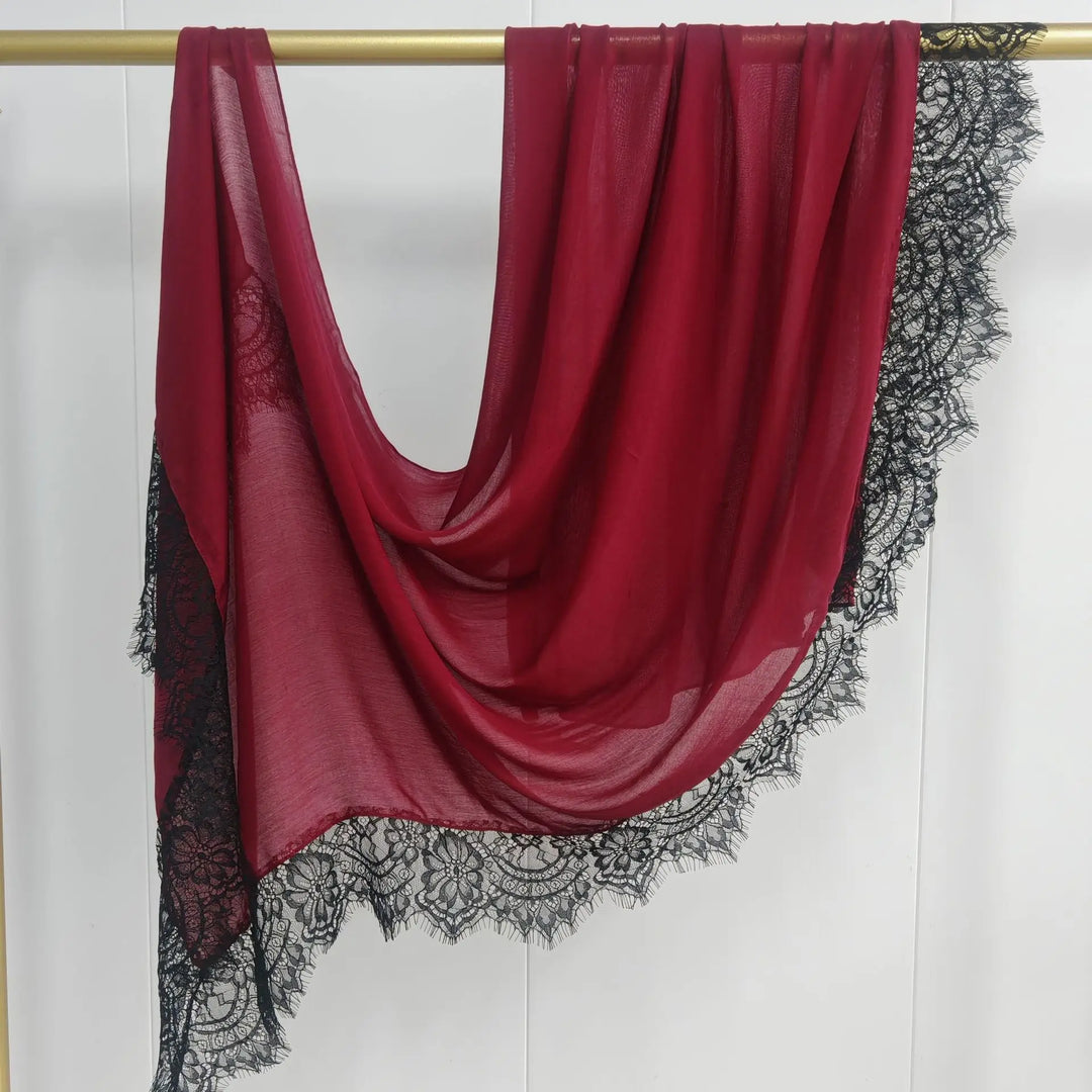 Women’s Lace Edge Hijab Scarf | Soft Everyday Drape