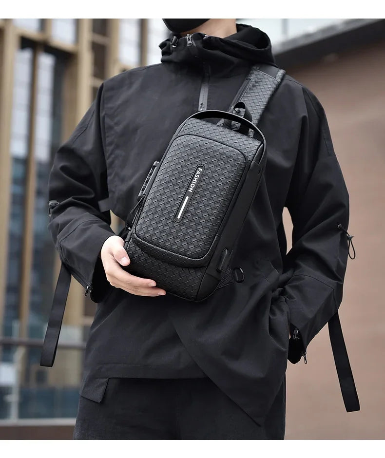 Men’s PU Anti-Theft Chest Bag | حقيبة صدر رجالية PU مضادة للسرقة