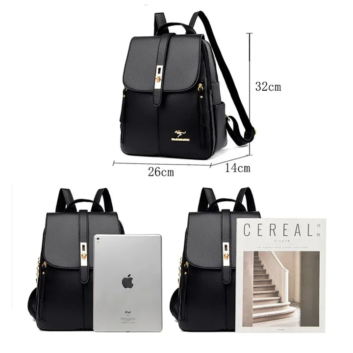 Women’s Vintage Leather-Look Backpack | حقيبة ظهر نسائية بطابع كلاسيكي