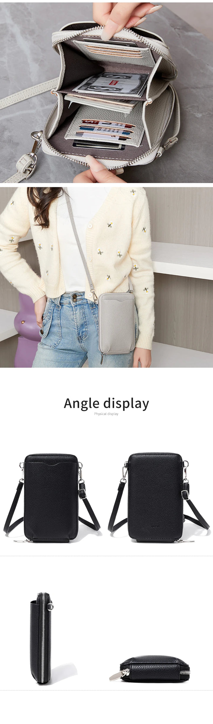 Women’s Multi-Function PU Phone Crossbody Bag | حقيبة هاتف نسائية متعددة الاستخدامات