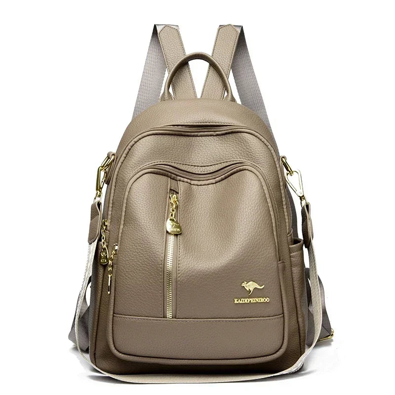 Women’s Leather-Look Travel Backpack | حقيبة ظهر نسائية أنيقة للسفر