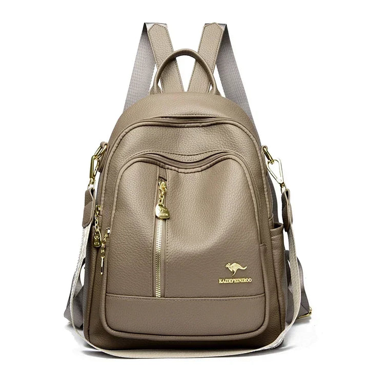 Women’s Leather-Look Travel Backpack | حقيبة ظهر نسائية أنيقة للسفر