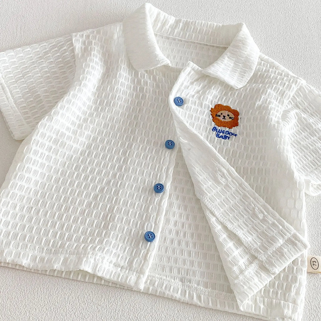 Baby Boys’ Breathable Shirt & Shorts Set 1–3Y | طقم طفل خفيف بقميص وشورت لعمر ١–٣ سنوات