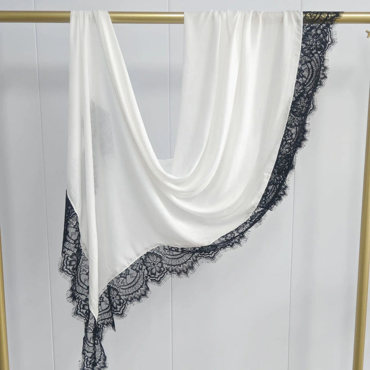Women’s Lace Edge Hijab Scarf | Soft Everyday Drape