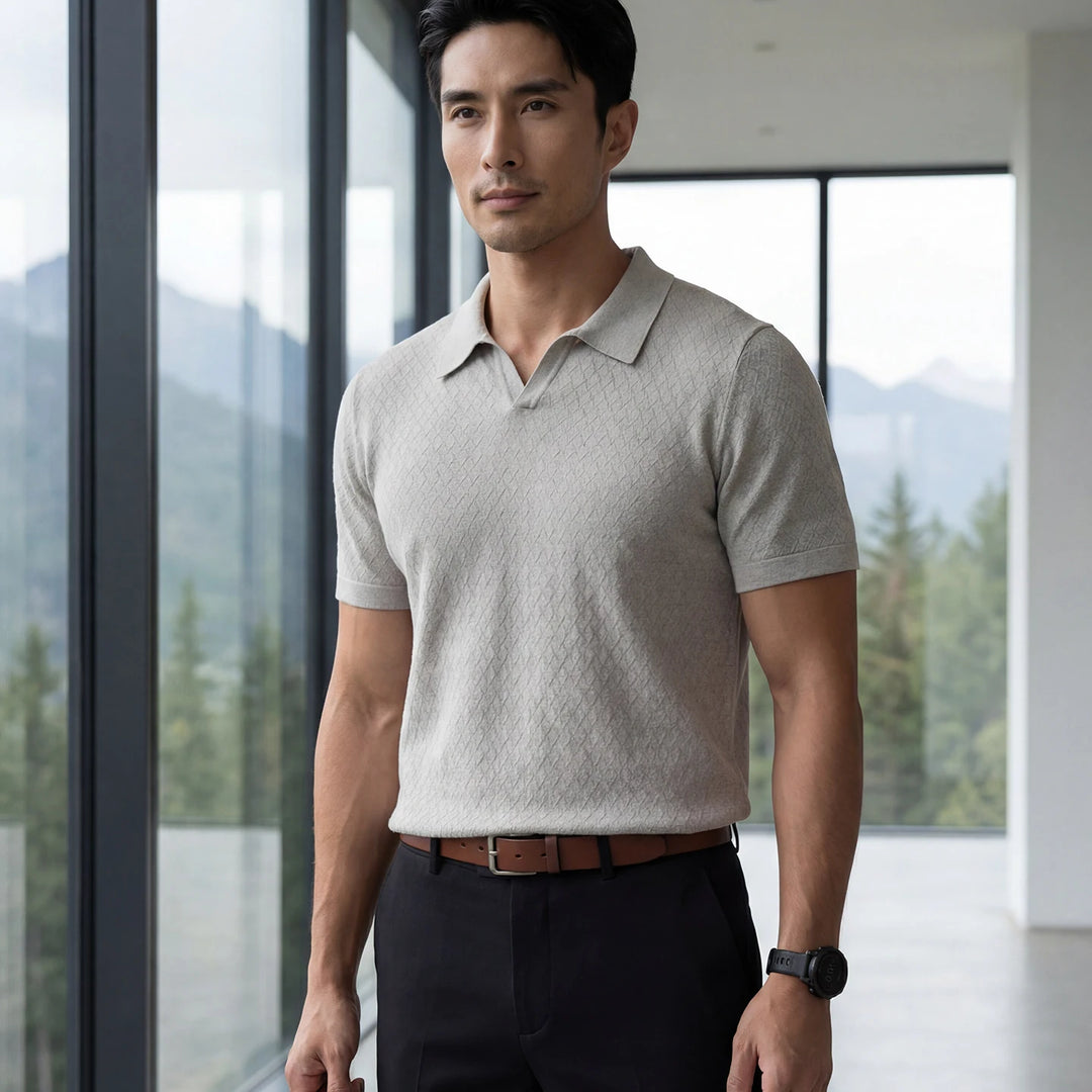 Men’s Mulberry Silk Knit Polo Shirt