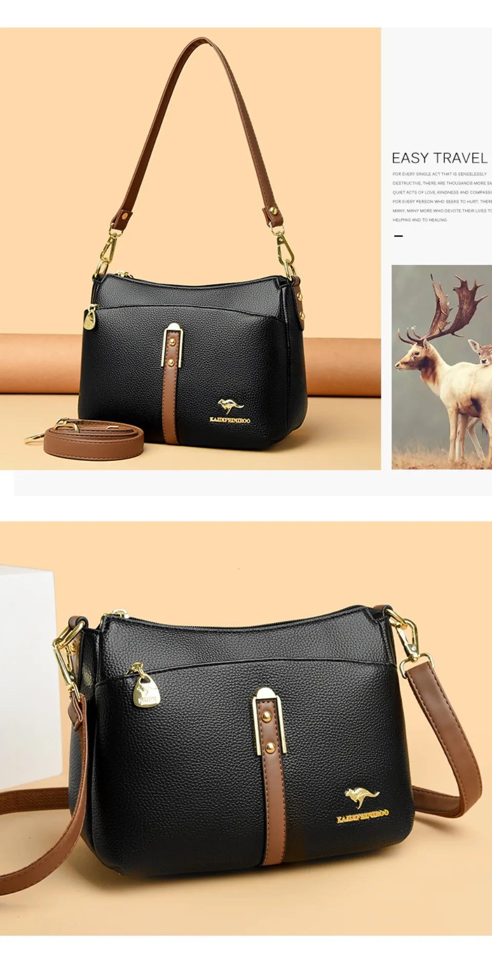 Women’s Three-Layer Shoulder Bag | Elegant Soft Crossbody