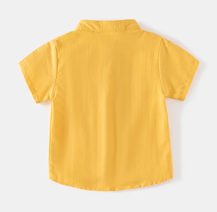 Boys’ Mandarin Collar Linen-Cotton Shirt | قميص أطفال بياقة ماندارين