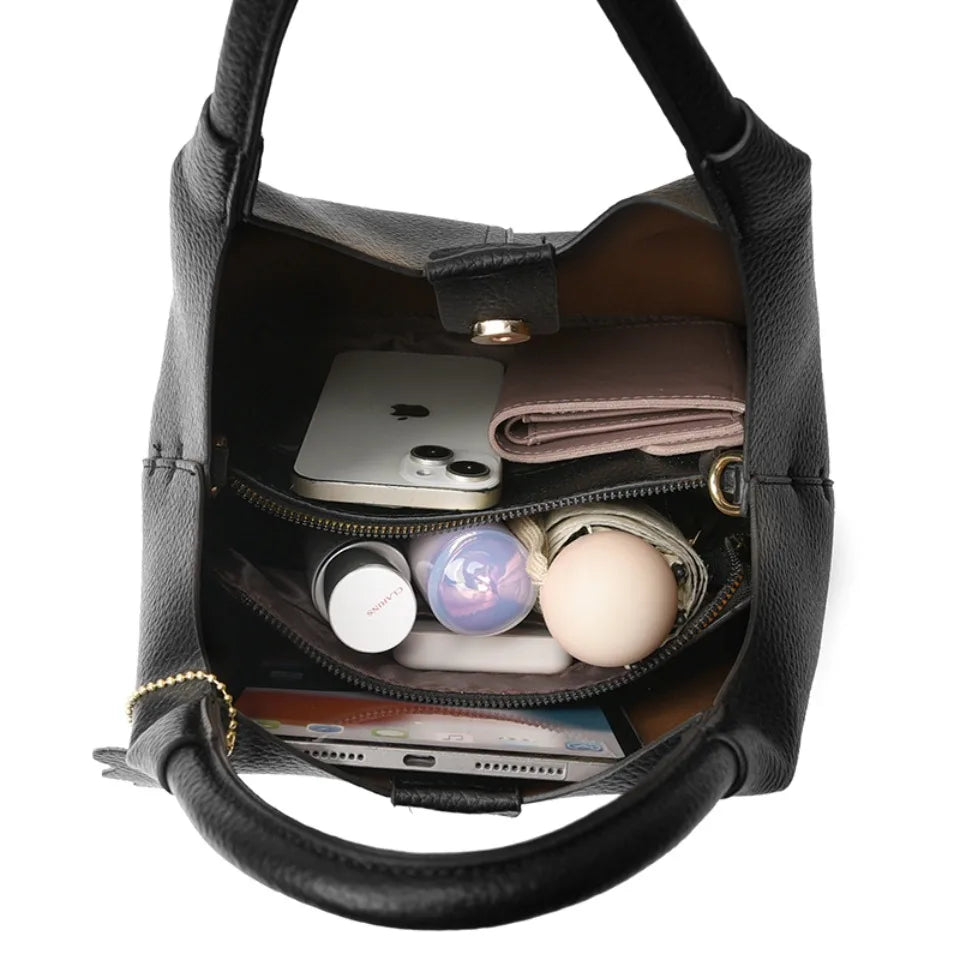 Women’s Soft Bucket Shoulder Bag | Elegant Top-Handle Tote