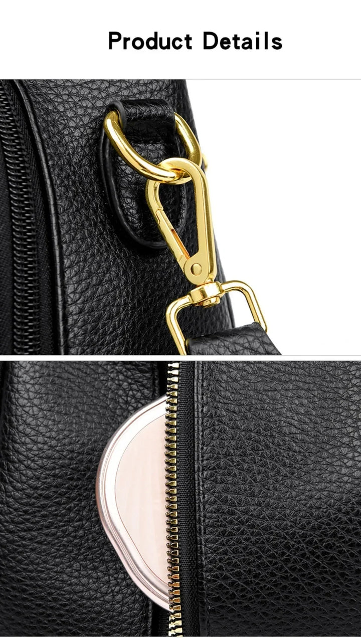 Women’s Leather-Look Travel Backpack | حقيبة ظهر نسائية أنيقة للسفر