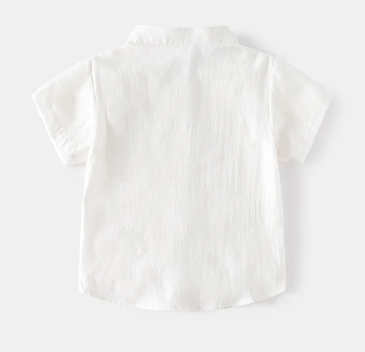 Boys’ Cotton Mandarin Collar Shirt 2–6 Years | قميص أولاد قطني بياقة ماندارين لعمر ٢–٦ سنوات