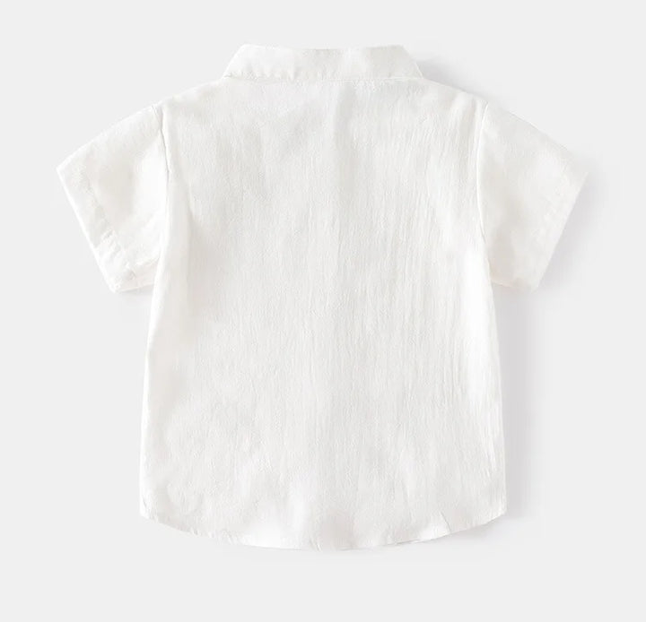 Boys’ Cotton Mandarin Collar Shirt 2–6 Years | قميص أولاد قطني بياقة ماندارين لعمر ٢–٦ سنوات