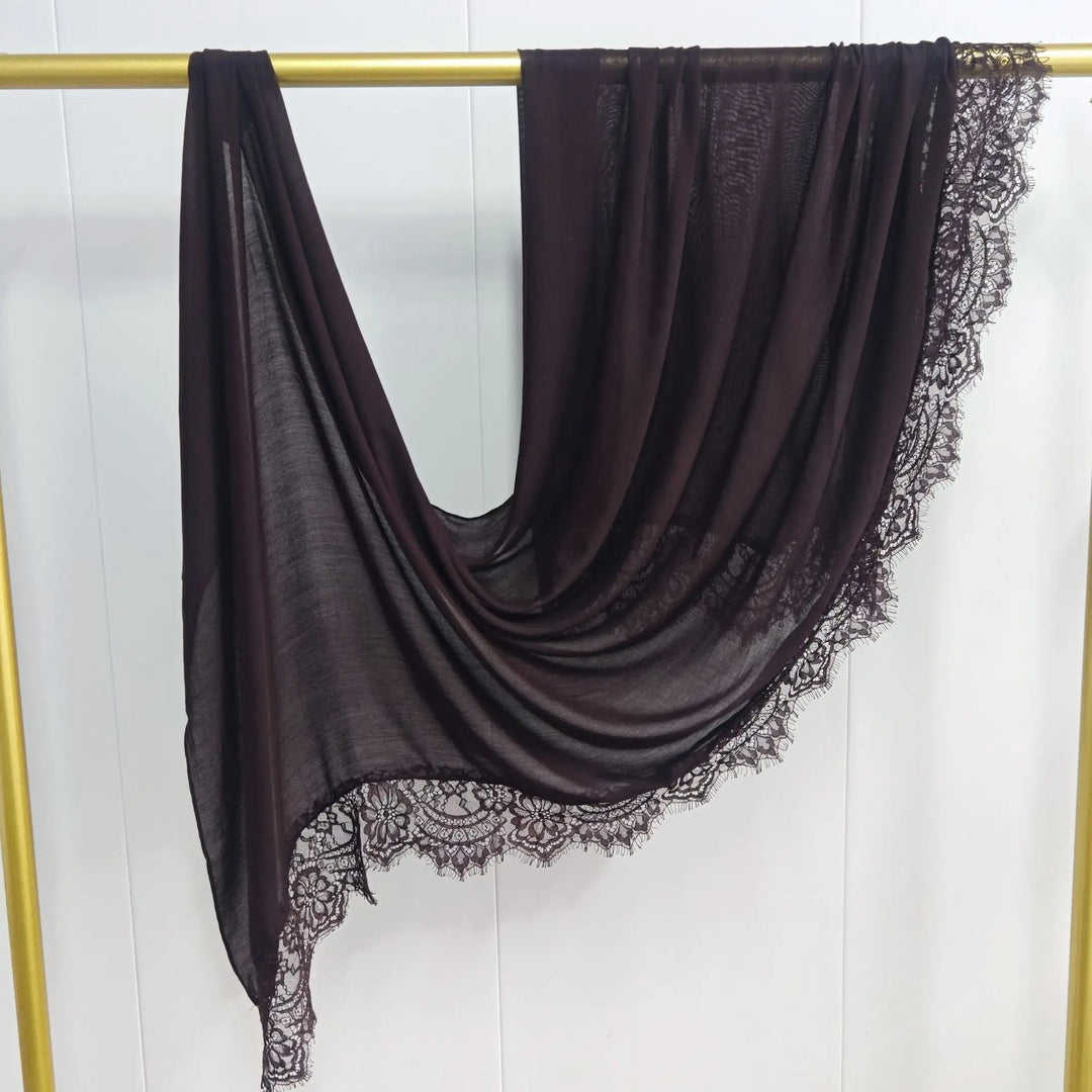 Women’s Lace Edge Hijab Scarf | Soft Everyday Drape