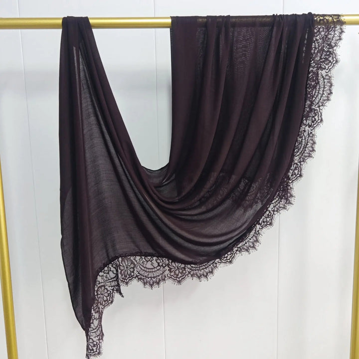 Women’s Lace Edge Hijab Scarf | Soft Everyday Drape