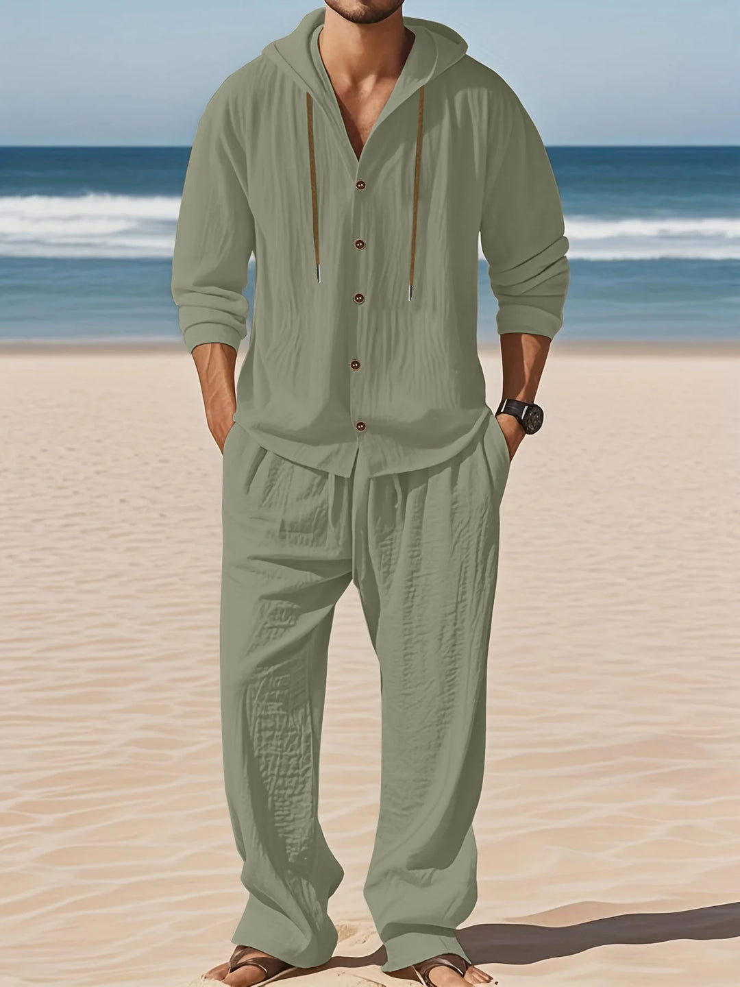 Men’s Linen Shirt & Pants Set | Breathable Relaxed Fit