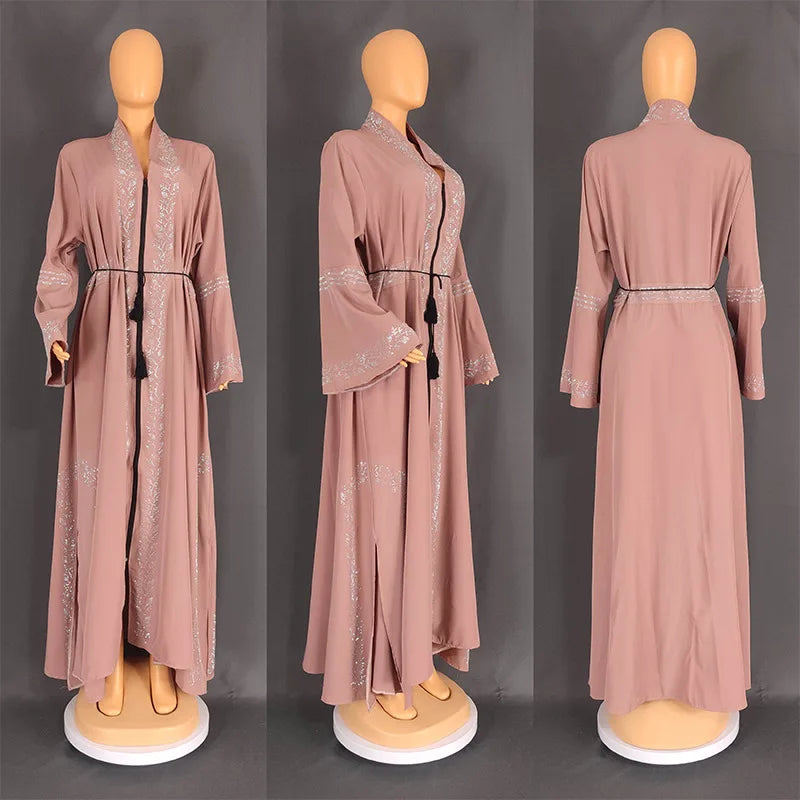 Women’s Crystal Rhinestone Open Abaya | عباية مفتوحة بتفاصيل كريستالية راقية