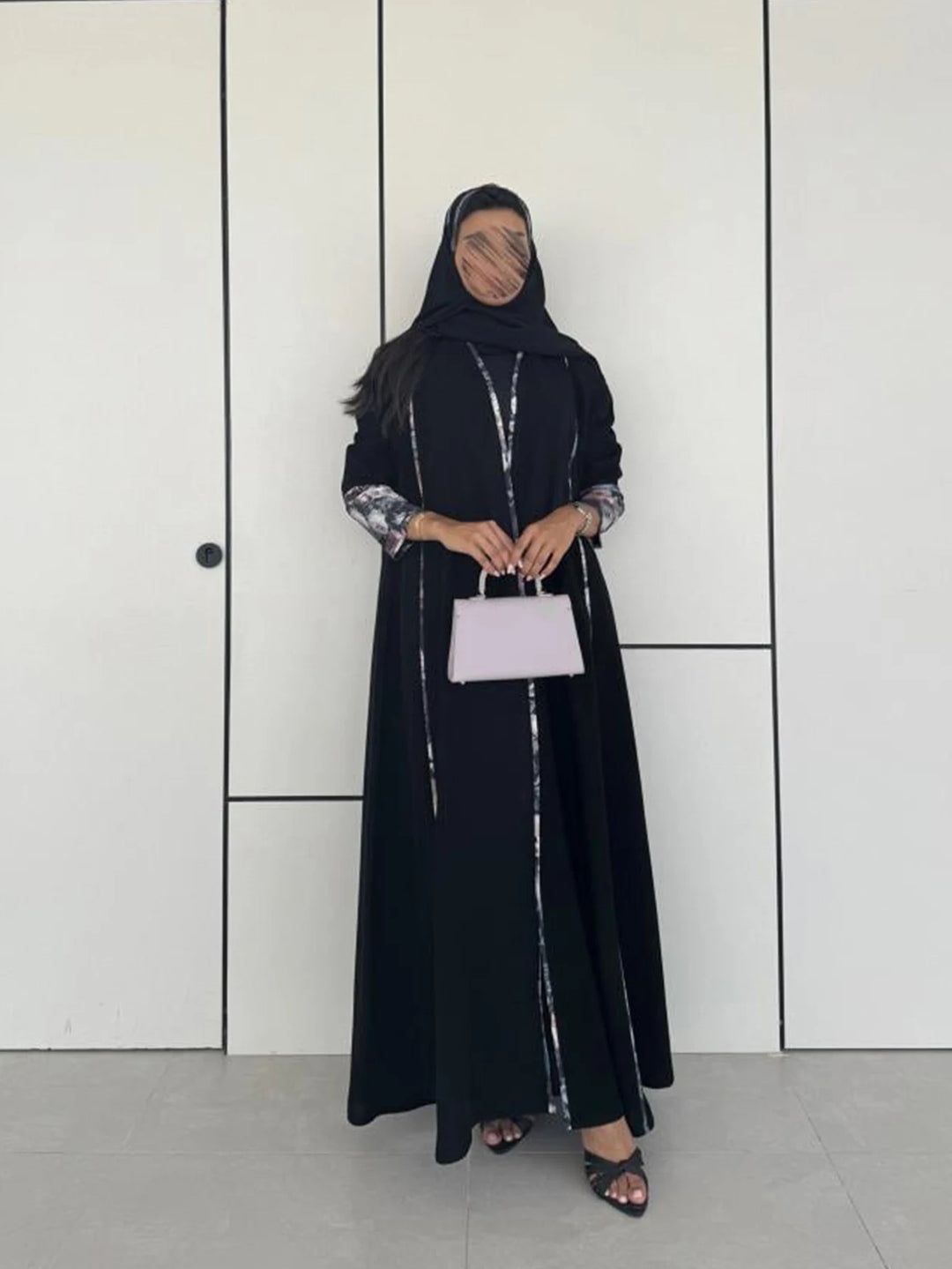 Black Open Abaya | Elegant Kimono Sleeve Modest Wear