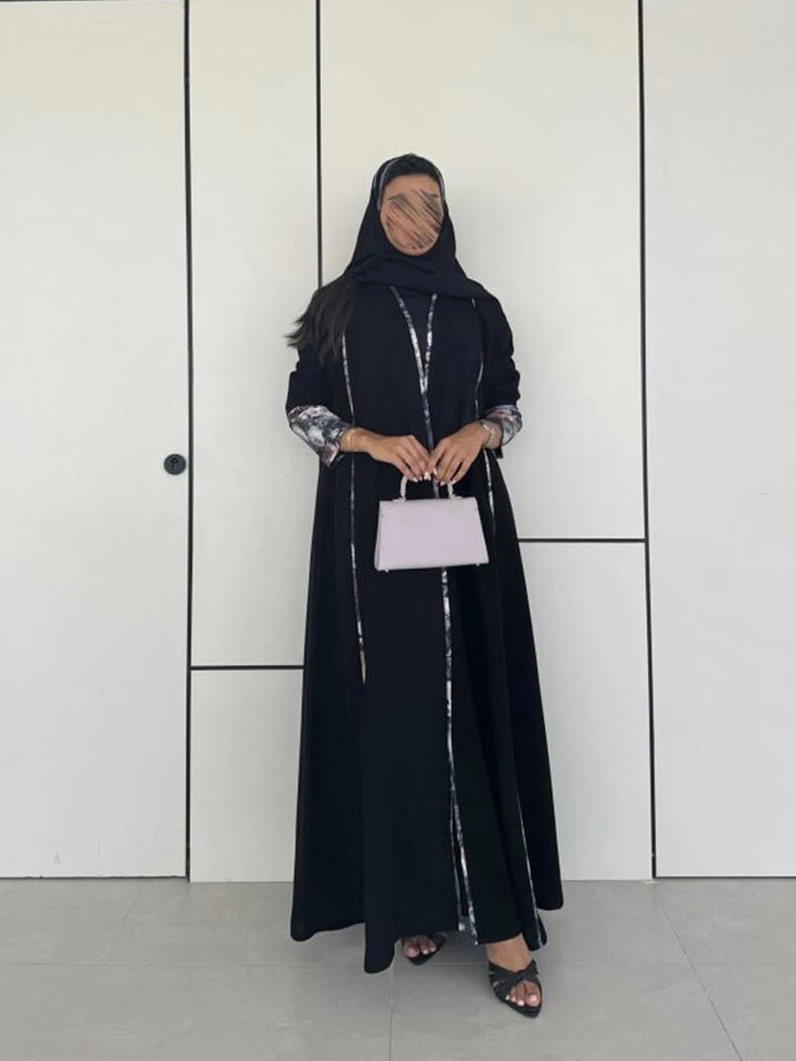 Black Open Abaya | Elegant Kimono Sleeve Modest Wear