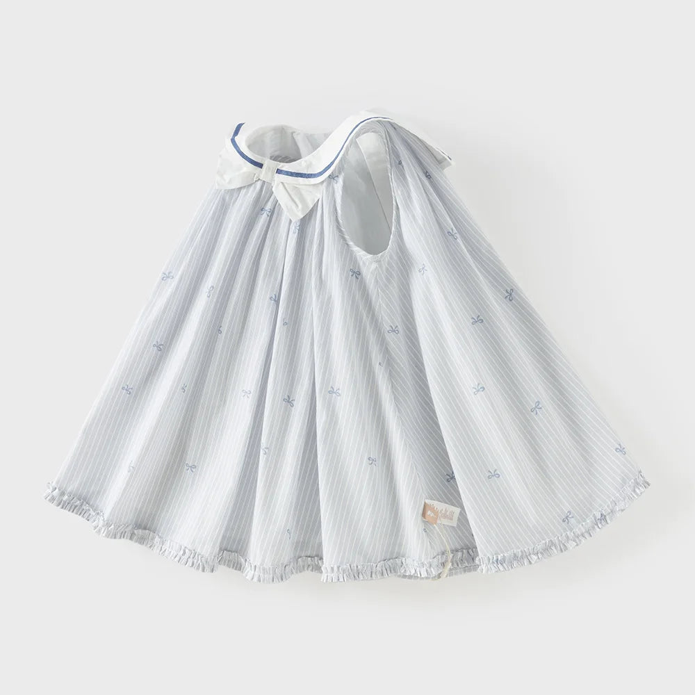 Girls Bow Print Cotton Dress