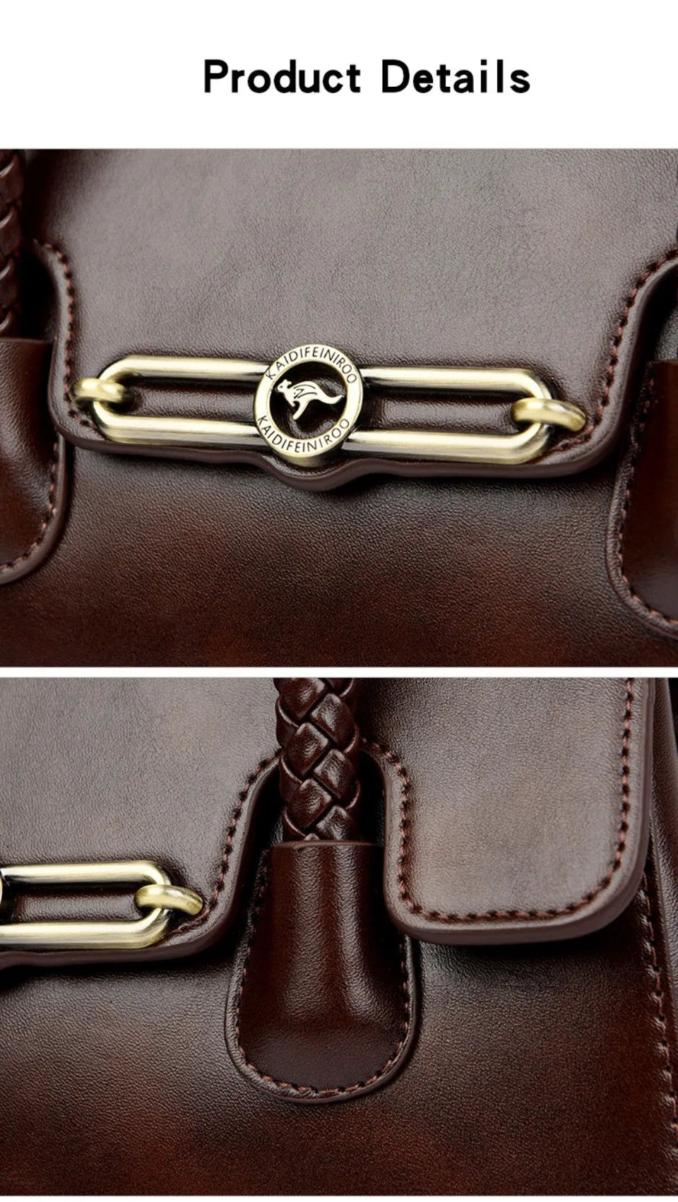 Women’s Woven-Handle Leather Handbag | حقيبة جلد نسائية بمقبض منسوج