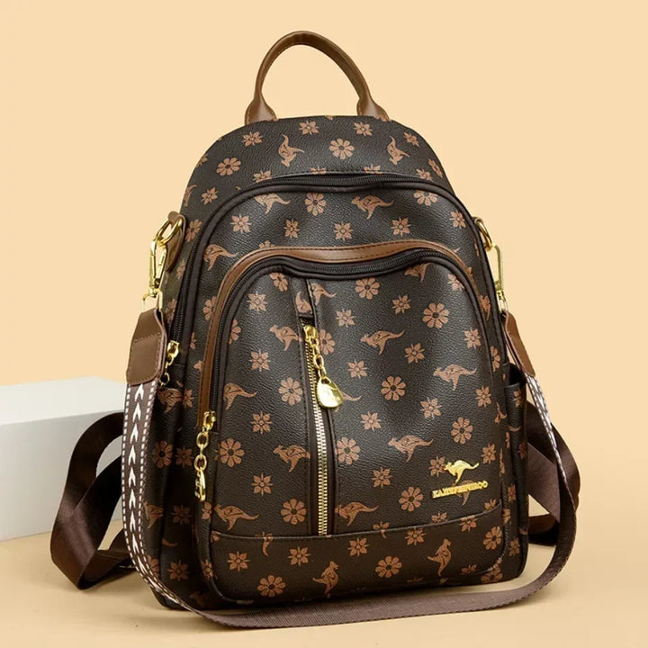 Women’s Leather-Look Travel Backpack | حقيبة ظهر نسائية أنيقة للسفر