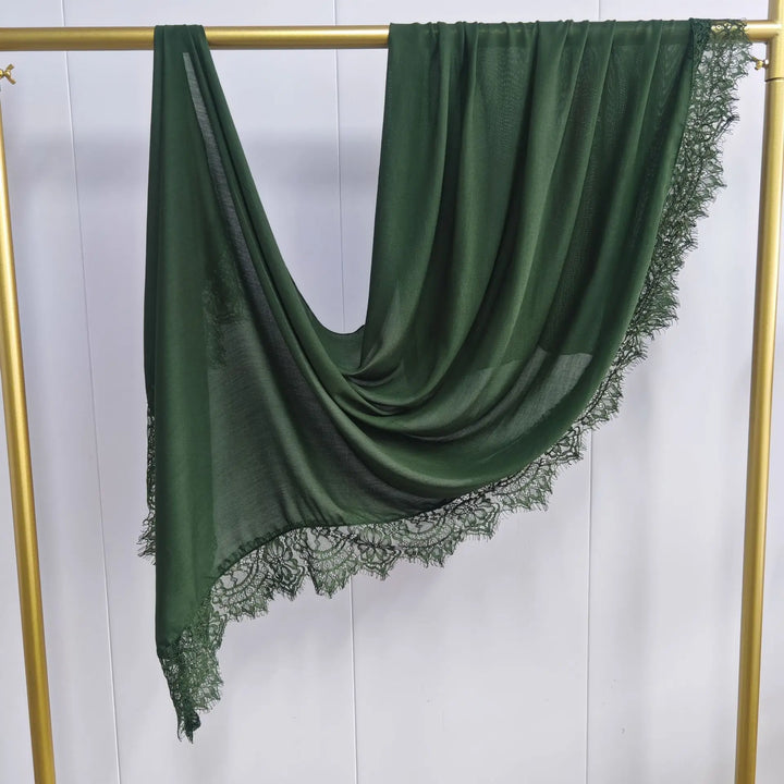 Women’s Lace Edge Hijab Scarf | Soft Everyday Drape