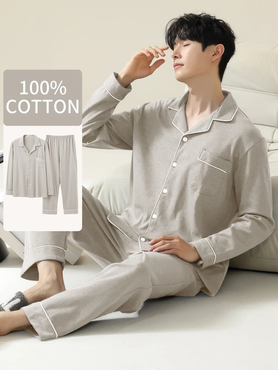 Men’s Cotton Pajamas Set | Classic Comfortable Sleepwear