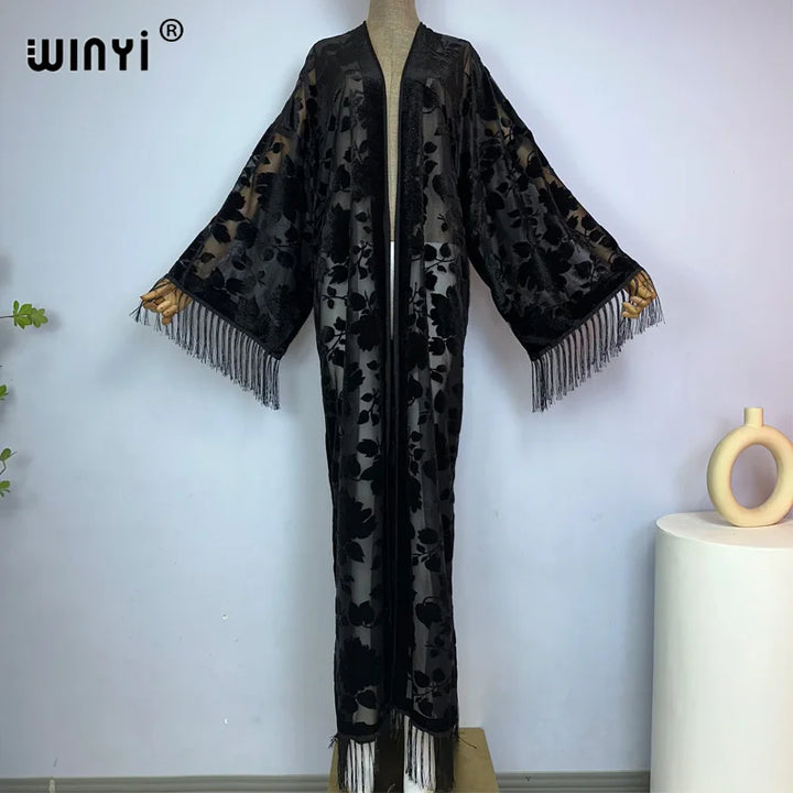Abaya Open Front Printed Kimono Robe Lightweight