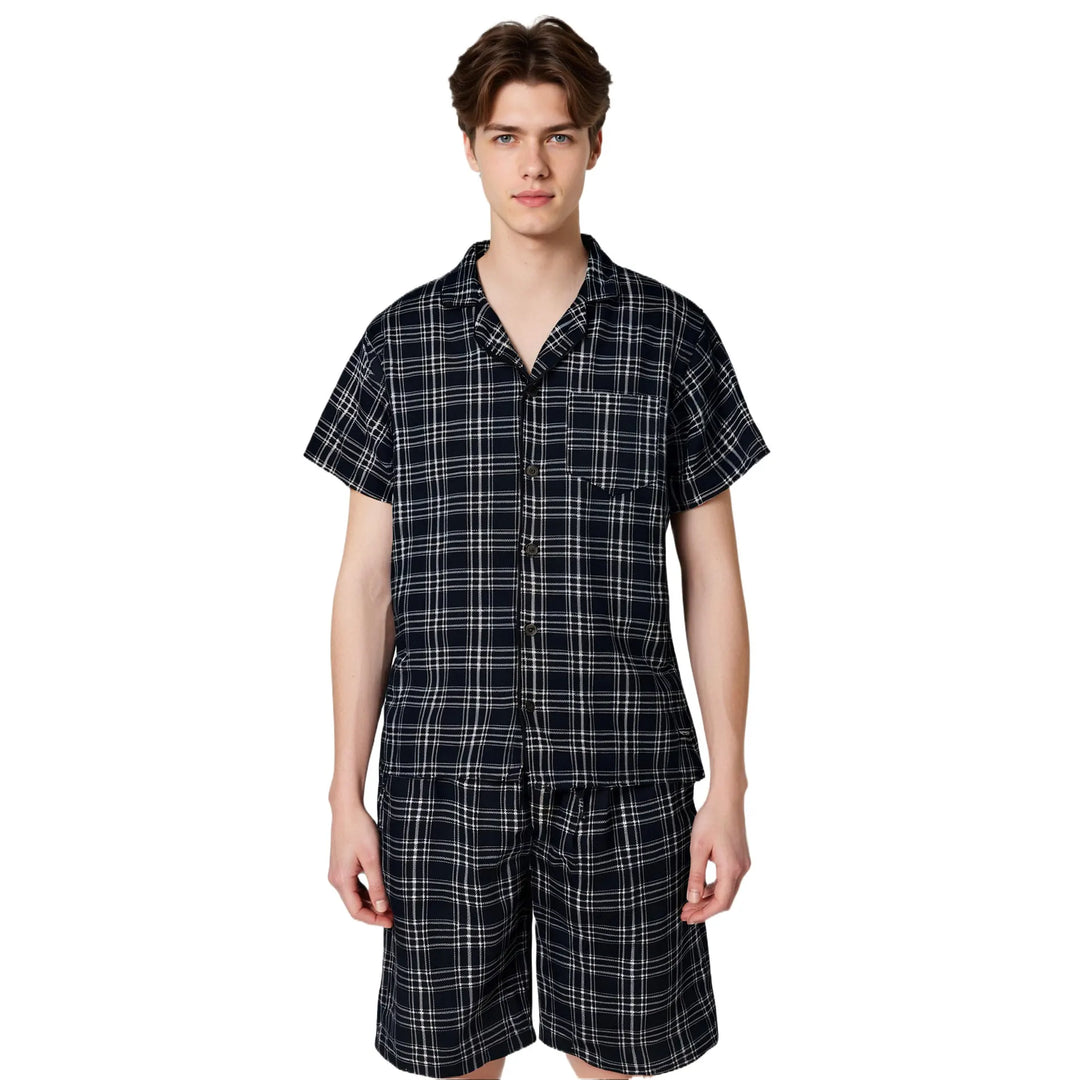 Men’s Solid Pajama Set | Short Sleeve Summer Homewear
