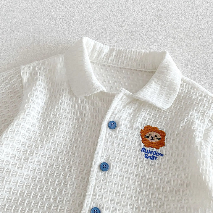 Baby Boys’ Breathable Shirt & Shorts Set 1–3Y | طقم طفل خفيف بقميص وشورت لعمر ١–٣ سنوات