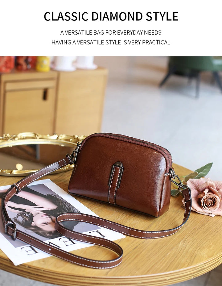 Women’s Genuine Leather Small Crossbody Bag | حقيبة نسائية صغيرة من الجلد الطبيعي كروس بودي