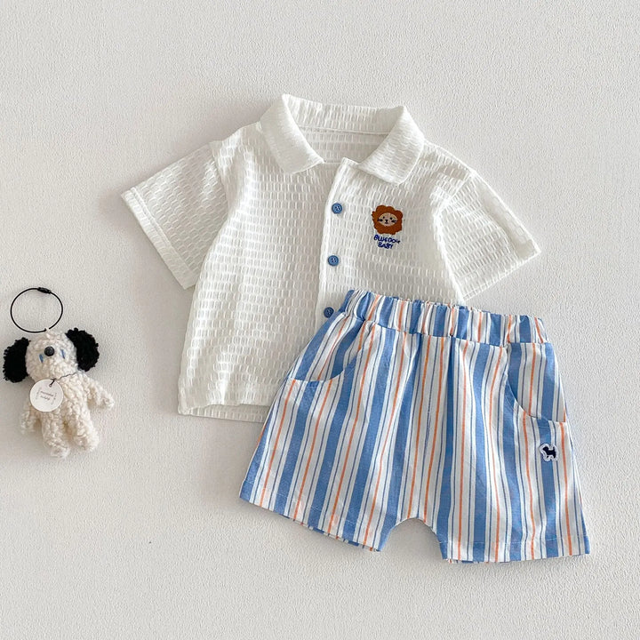 Baby Boys’ Breathable Shirt & Shorts Set 1–3Y | طقم طفل خفيف بقميص وشورت لعمر ١–٣ سنوات