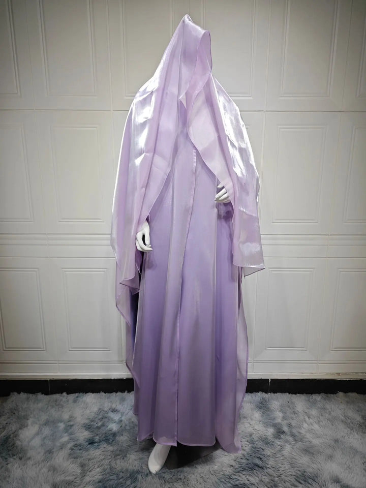 Abaya Open Front Satin Elegant Modest