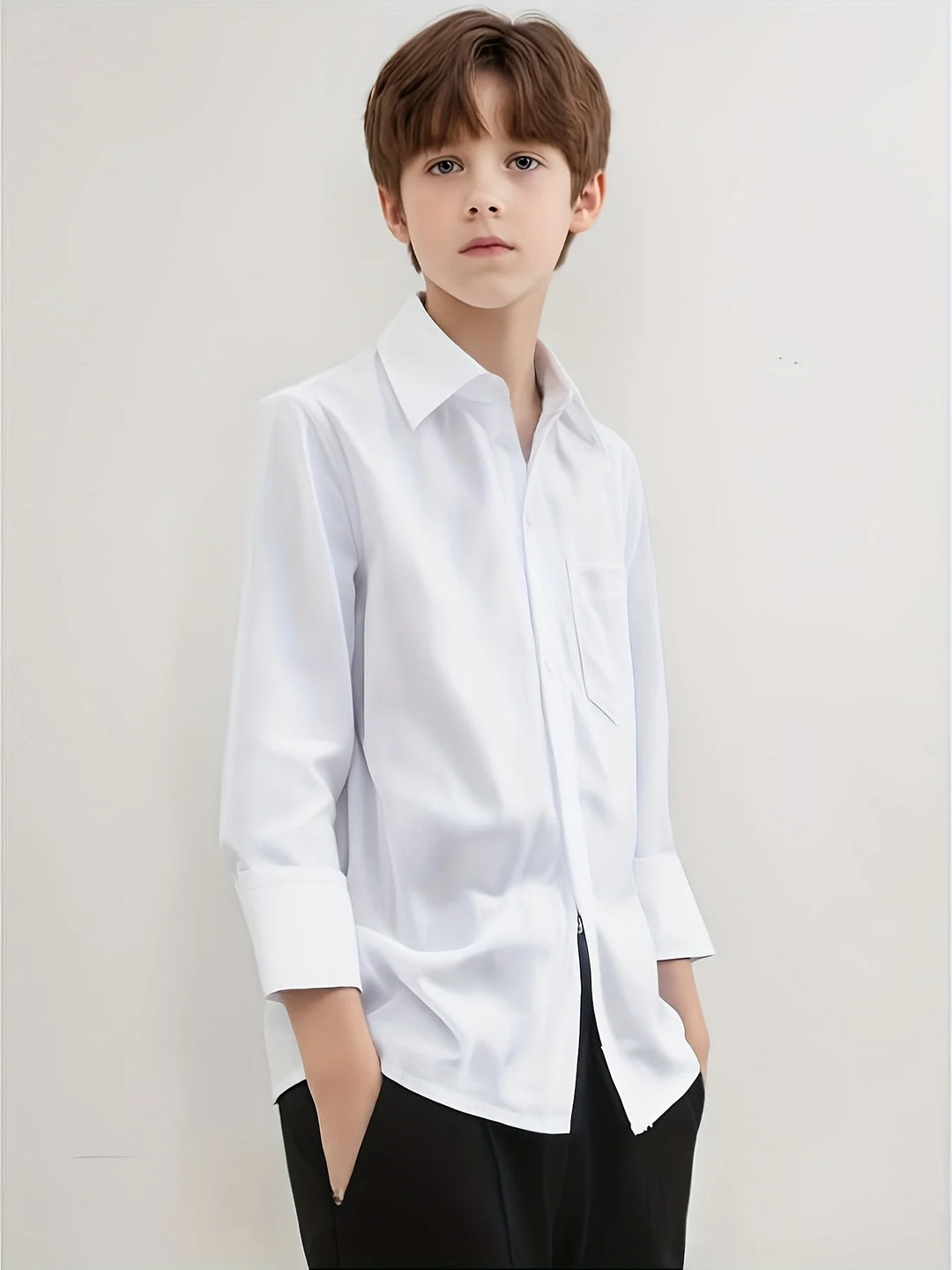 Boys’ Long Sleeve Shirt with Bow Tie 2–16 Years | قميص أولاد بأكمام طويلة وربطة عنق لعمر ٢–١٦ سنة