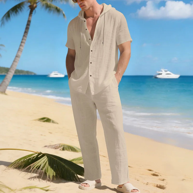 Men’s Summer Beach Set | Casual Short Sleeve Shirt & Shorts Outfit