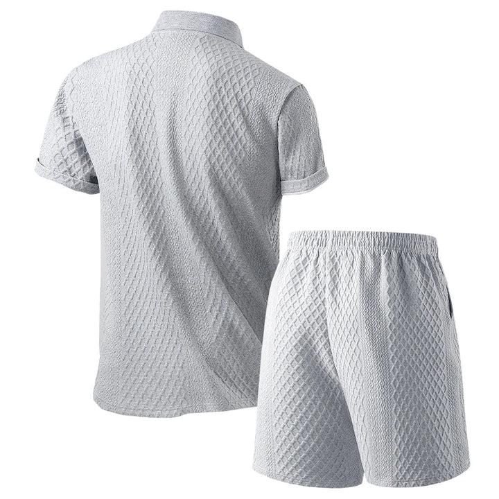 Men’s Solid Summer Set | Casual Short Sleeve Shirt & Shorts Outfit