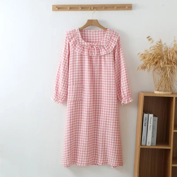Women’s Cotton Nightgown | جلابية قطنية صيفية للبيت - Plaid