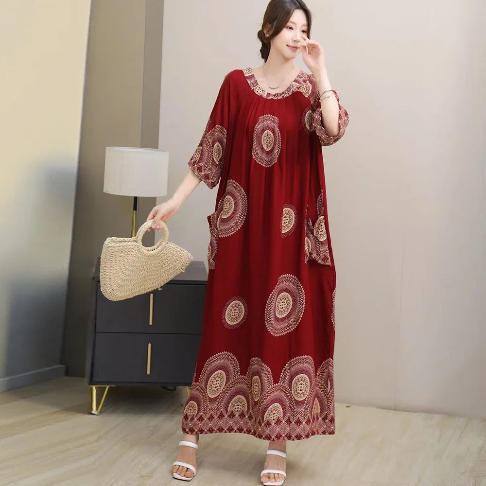 Women’s Floral Maternity Lounge Dress | فستان بيت واسع ومريح - Floral