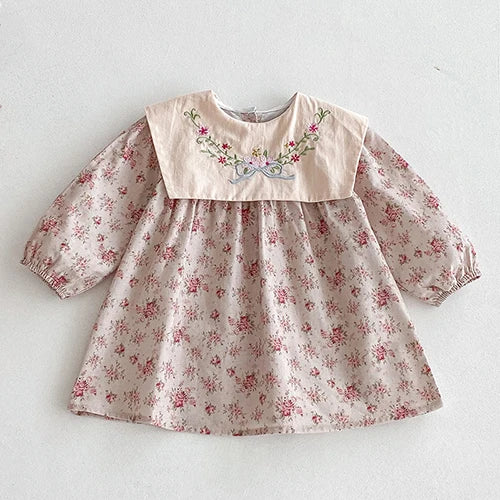 Girls’ Corduroy Princess Dress | فستان بناتي أنيق لعمر 2-6 سنوات - Floral