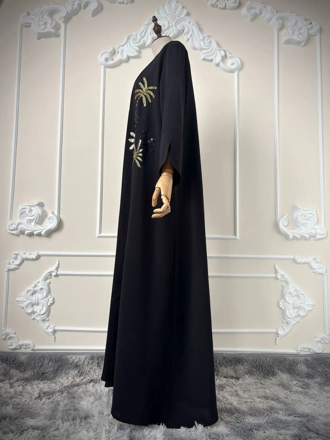Women’s Open Abaya | Elegant Sequin Embroidery Eid Design