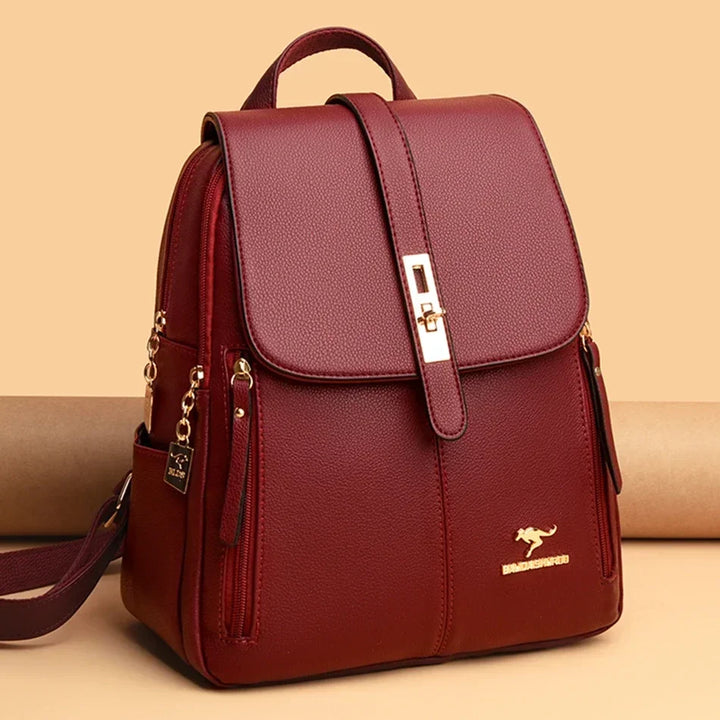 Women’s Vintage Leather-Look Backpack | حقيبة ظهر نسائية بطابع كلاسيكي