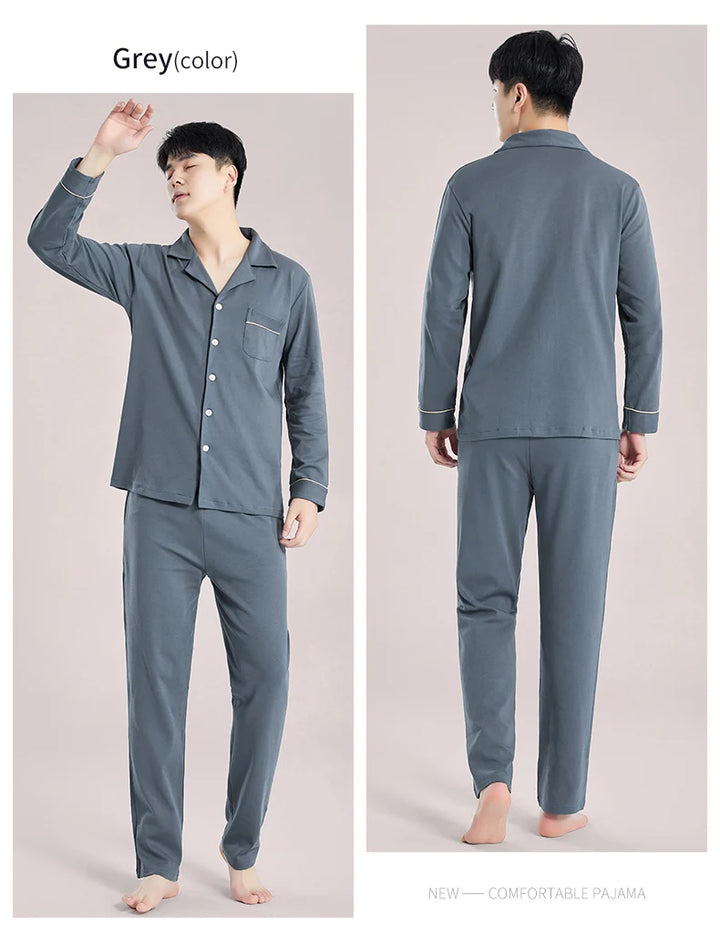 Men’s Cotton Pajama Set | Warm Button-Down Homewear
