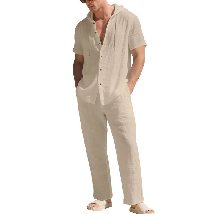 Men’s Linen Summer Set | Breathable Short Sleeve Shirt & Pants