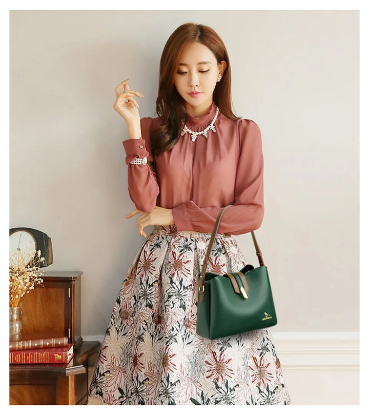 Women’s Casual Leather-Look Tote Bag | حقيبة توت نسائية عملية