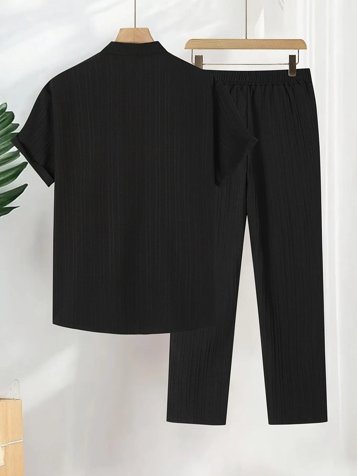 Men’s Summer Casual 2-Piece Set | Short Sleeve Shirt & Relaxed Pants