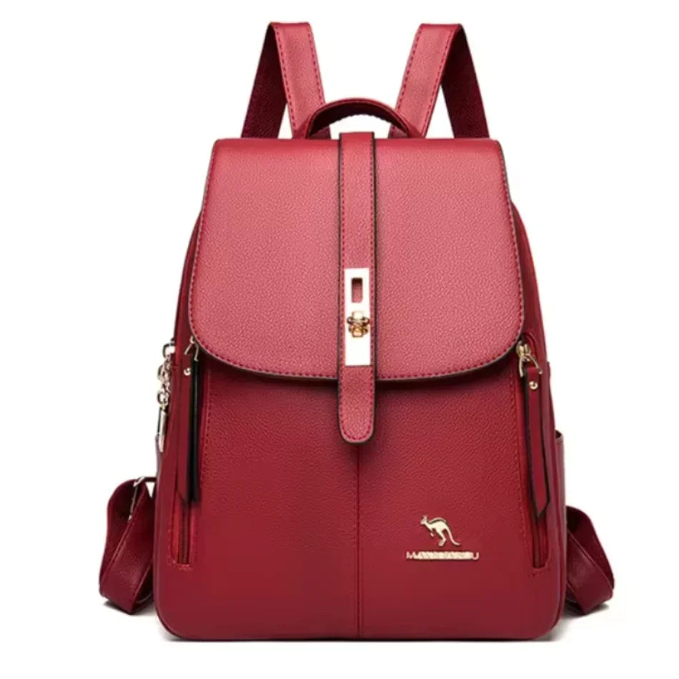 Women’s Vintage Leather-Look Backpack | حقيبة ظهر نسائية بطابع كلاسيكي