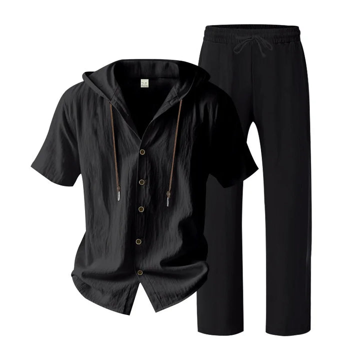 Men’s Linen Summer Set | Breathable Short Sleeve Shirt & Pants