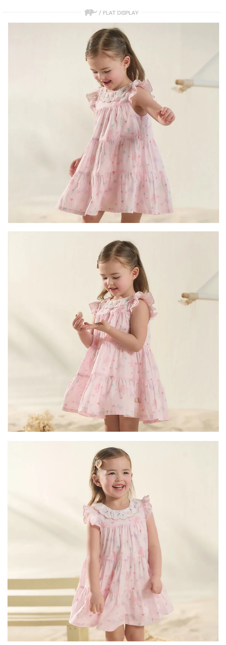 Girls Pink Butterfly Print Mesh Dress