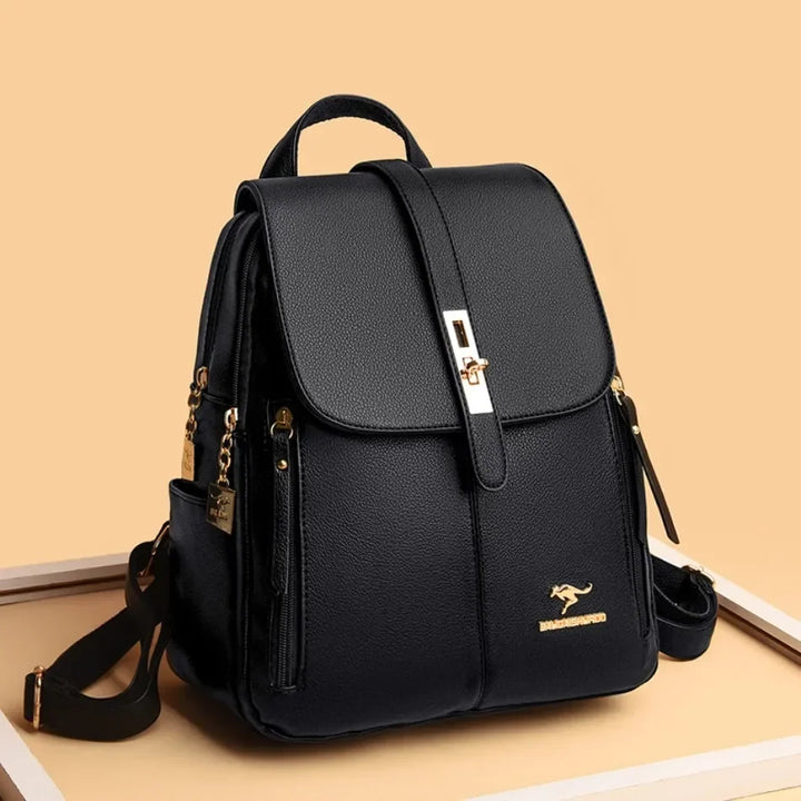 Women’s Vintage Leather-Look Backpack | حقيبة ظهر نسائية بطابع كلاسيكي