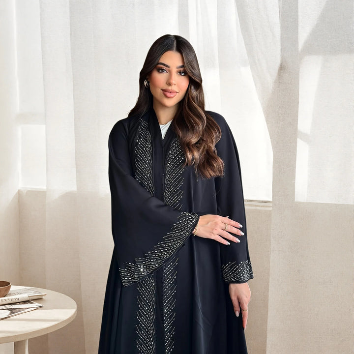 Women’s Open Abaya | Rhinestone Detail Plus Size Design