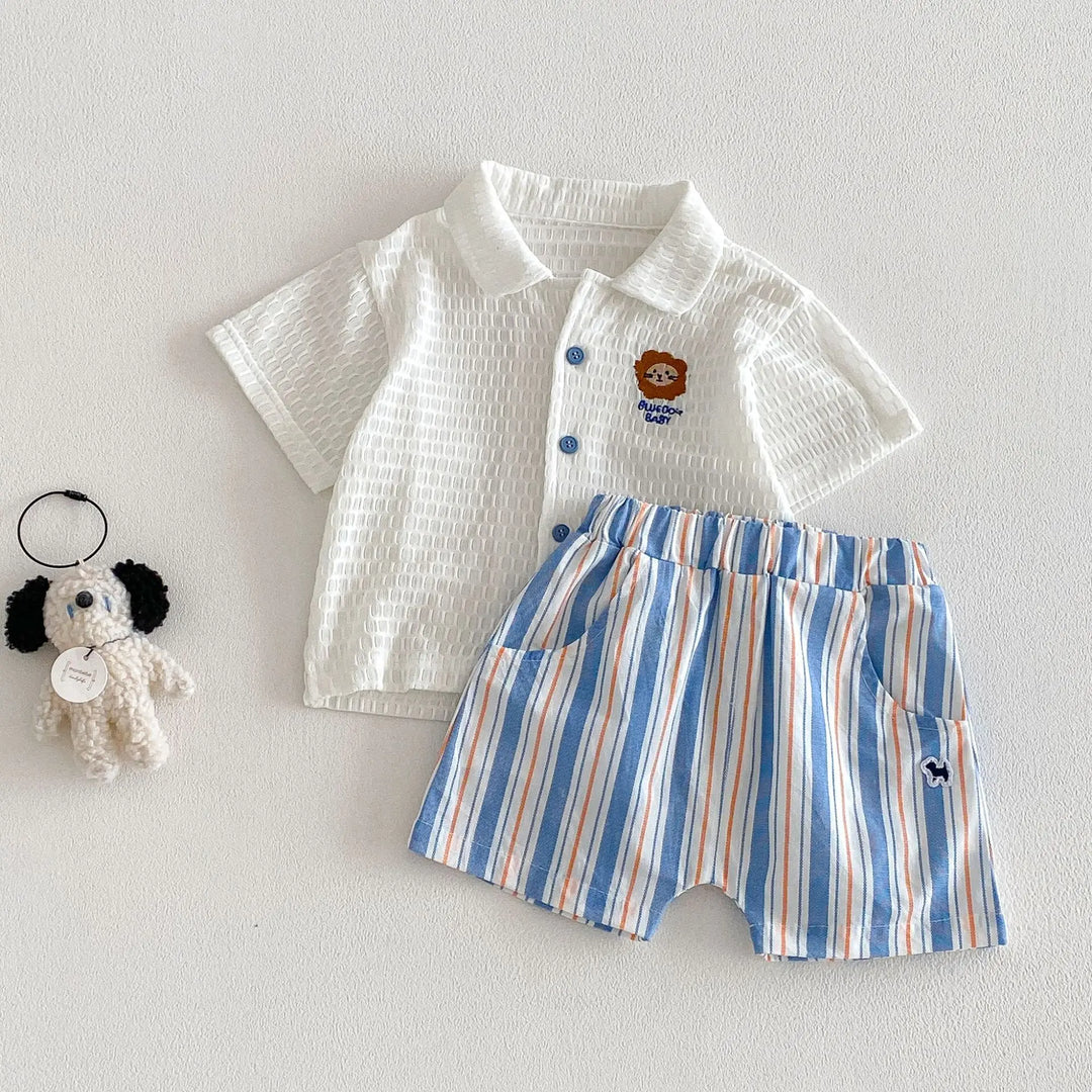 Baby Boys’ Breathable Shirt & Shorts Set 1–3Y | طقم طفل خفيف بقميص وشورت لعمر ١–٣ سنوات
